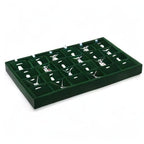24 Grids Velvet Necklace Tray Necklace Holder Storage Jewelry Display Tray for Drawers With Removable Jewellery Cards for Bracelet Chain Pendant (Green) - size: 24 Grid with Inserts for Necklace