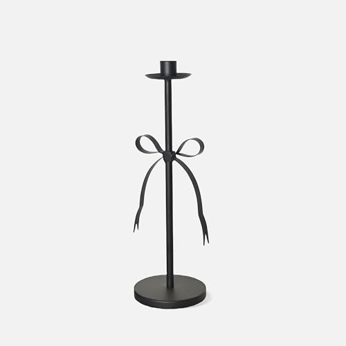 Black Taper Candle Holder Set of 2-Metal Bow Candle Sticks Holder Decor,Modern Tall Candle Holder,Decorative Candlesticks for Fireplace, Wedding, Holiday & Christmas - color: Black