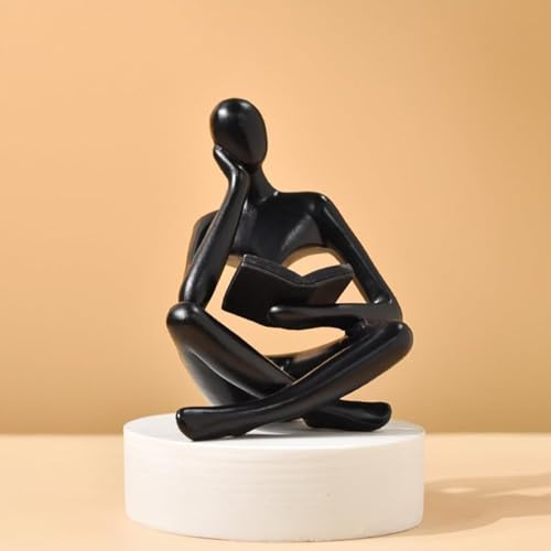 Style-A Black, Creative Abstract Thinker Bookend for Home Aesthetic, Study, and Wine Cabinet – Stylish Shelf Decor Accent and Thoughtful Gift for Living Room, Bar, or Coffee Shop - color: Reader-black-a