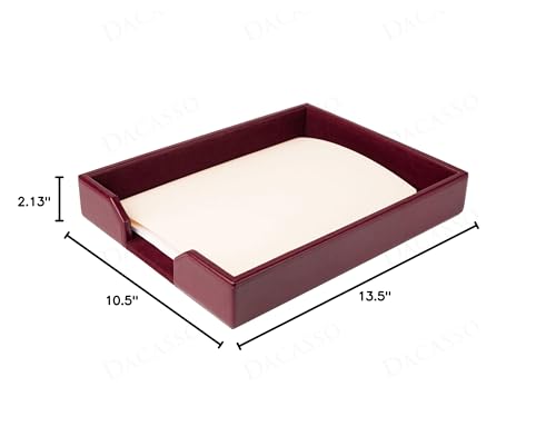 Dacasso Burgundy Bonded Leather Luxury Letter Tray Holder & Paper Organizer for Desk - Executive Desk Decor & Office Organization Essential - color: Burgundy, size: 13.5" x 10.5" x 2.1"