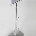 M&T Displays Free Standing Aluminum Display Stand Single Sided Document Brochure Sign Holder Front Loading Portrait Landscape Silver Snap Frame 1x(11x17) and 2 pcs Clear Acrylic Shelf 2x(8.5x11) Inch - color: Silver
