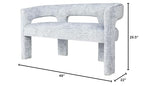 Jofran Gwen Modern Luxury Jacquard Fabric Upholstered Hallway Bedroom Sculpture Bench, 49" W X 22" D X 29.5" H, Blue - color: Blue