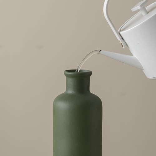 Green Ceramic Vase for Flowers, Modern Decorative, 10 Inch Tall, 4 Inch Width, Farmhouse Style Home Decor for Pampas Grass, Living Room, Dining Table, Office Decor, Kitchen Shelf (Mattte Green) - color: Mattte Green