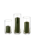 yummi Set of 12 Slim Pillars and Cylinder Vases - Olive - color: Olive