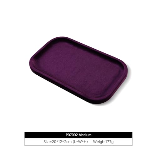 Resilient Velvet Jewelry Display Tray for Ring Earrings Bracelet Necklace, Flat Jewellery Dish for Showcase Store Retail Counter Exhibition Photography Livestream (Purple, Medium) - color: Purple, size: Medium