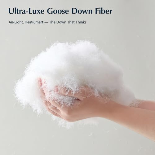 Pacific Coast Goose Feather Down Fiber Comforters Twin Size, Extra Fluffy White Duvet Insert, Ultra-Soft, Breathable, All Season Hotel Luxury Bedding Comforters, 8 Corner & Center Loops (68"x90") - size: Twin