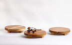 Kurrajong Farmhouse footed wooden tray | wood pedestal stand | 10" wide and 2" high round riser board | acacia wood pedestal board | plant holder