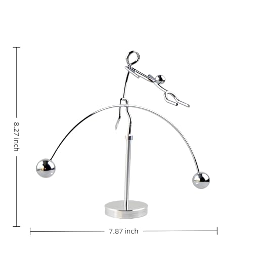 Kinetic Fishing Sculpture - Fisherman & Bass Balancing Art - Unique Metal Balance Sculpture for Home or Office Decor (Aerial Acrobat Ornament) - style: Aerial acrobat Ornament