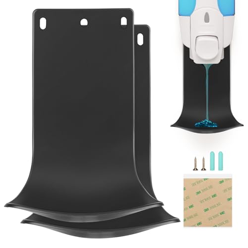 2PCS Dispenser Drip Tray Wall Mount Soap Dispenser Bracket,Laundry Detergent Drip Catcher Prevent Dripping and Spraying, Easy to Clean(Black - color: Black