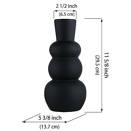 Black Vase, Modern Ceramic Vase, Black Matte Clay Vases for Pampas Grass, Minimalist Home Fresh Flowers, Dried Flowers - color: F-black Tall Vase