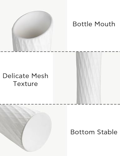 16 Inch Tall Ceramic Flower Vase,Minimalist Style Slender Floor Vase for Living Room, Home, Office Bedroom Table Centerpieces Shelf Kitchen Wedding Farmhouse Décor（White） - color: Tallvase-white