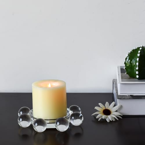 Crystal Candle Holders Pillar Candlestick Decorations for Home Party Dinner Christmas, Suitable for Large Cylindrical Candles, Clear - color: Clear