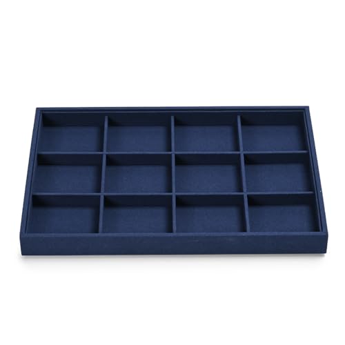 12 Grids Microfiber Jewelry Tray Bracelet Tray Bangle Tray Jewelry Display Tray Stackable Jewelry Trays for Bracelet Bangle Holder Watch Earring Brooches Display Tray (Blue) - color: Blue, size: 12 Grid