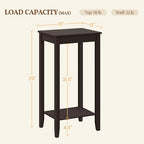 Yaheetech End Table Sofa Side Table with Open Shelf and Solid Wood Legs, Plant/Telephone Stand for Living Room, Couch, Office, Small Spaces, L15xW12xH29 Inch, Dark Coffee - style: Single
