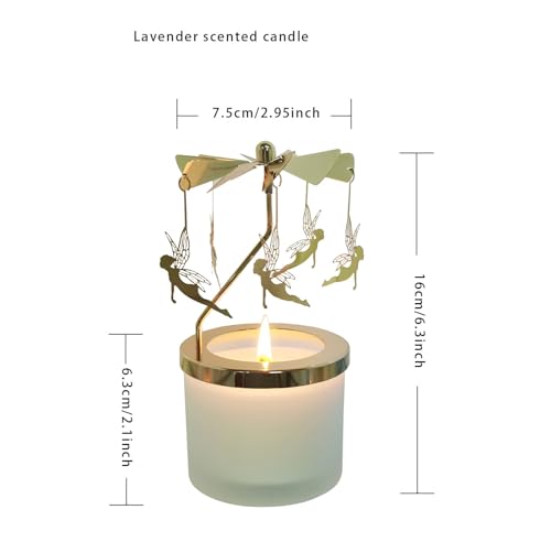 kingnero Lavender Scented Candle Carousel Rotary Candle Holder Spinning Tea Light Holder Birthday Gifts for Women, Mom, Wife, Girlfriend, Sister, Female Friends, (Golden Fairy) - color: Golden Fairy