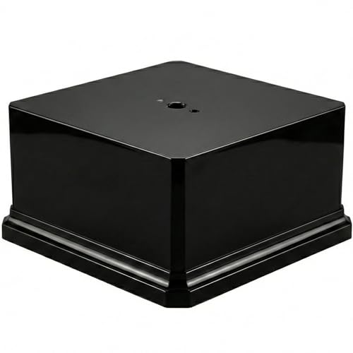 Premium Black Gloss Display Base – Weighted Square Pedestal for Trophies, Sculptures, 3D Prints, & Crafts – Heavy-Duty Riser Stand (7x7x3.5 inch) - size: 7x7x3.5 inch