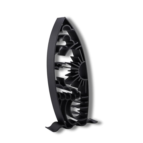 Surfing Sculpture â€“ Minimalist Decorative Accent for Surf Enthusiasts & Modern Home Decor | Collectible Design (Surf Board Scenic Matte Black) - color: Surf Board Scenic Matte Black