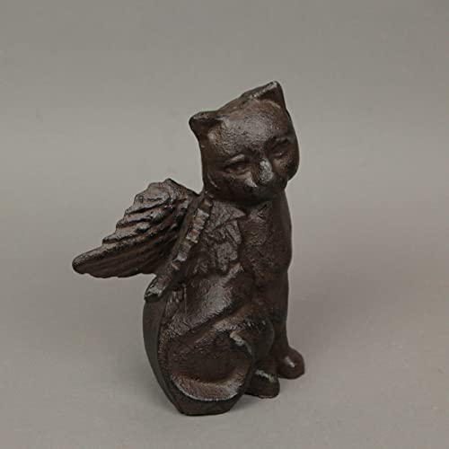 Set of 2 Brown Cast Iron Angel Cat Decorative Bookends Book Shelf Home Decor Art