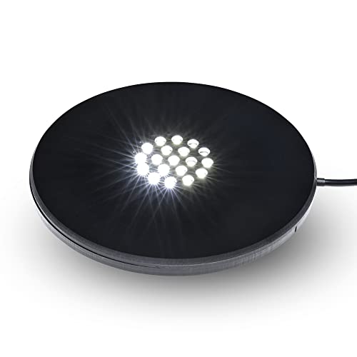 19 LED White Light Stand Base - Circular Illuminated Display Pedestal for 3D Crystal Glass Art - LED Light Base & Crystal Display Stand, AC/USB Plug Operated Lighted Acrylic, Crystal Base Black - style: White Lights