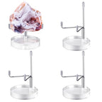 Suzile 4 Pcs Adjustable Metal Arm Display Stand Easel with Acrylic Base Rock Display Easel Holder Acrylic Crystal Clear Plate Stand for Geodes Mineral Agate(Silver,2.8 x 2.8 x 4.1 Inch) - color: Silver, size: 2.8 x 2.8 x 4.1 Inch