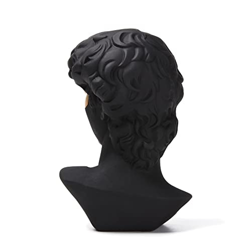 BRABUD Greek Mask David Man Bust Statue Resin Black Gold Classic Roman Sculpture Modern Art Home Office Study Room Bookshelf Decor Collectible Gift TQGJBS333 - color: Black
