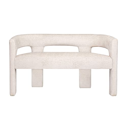 Jofran Gwen Modern Luxury Jacquard Fabric Upholstered Hallway Bedroom Sculpture Bench, 49" W X 22" D X 29.5" H, Natural - color: Natural