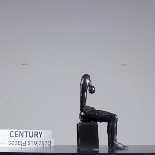 9.8'' Bronze Melancholy Sculpture, Modern Abstract Emptiness Statue& Think of Grief Sculpture Masterpiece Reproduction Brass Art Boutique for Home Office Decor and Special - color: 9.8" Black