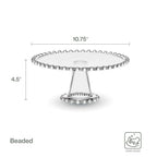 Fitz & Floyd Beaded Large Glass Cake Stand, 10.75 Inch Clear Glass Pedestal Cake Stand for Desserts, Appetizers, and Entertaining