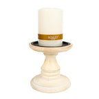 Hosley's Set of 2 White Wood Pillar Holders - 5" High. Ideal Gift for Weddings, Special Occasion, Spa, Aromatherapy Settings, Candle Gardens W1 - color: White
