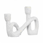 Modern Sculptural Double Taper Candle Holder, White - color: White