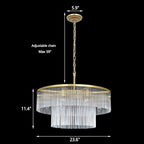 Gold Chandeliers 8 Lights Modern Glass Chandelier Lighting Round Gold Light Fixture Entryway Dining Room 23.6" - size: Small Gold (23.6" x 70")