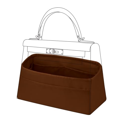 DGAZ Bag Organizer Insert, Silk Purse Organizer, Luxury Handbag Tote in Bag Shapers, Fits Kelly mini I/mini II /20/25/28/32/35/40 Bags (Gold, KL28) - color: Gold, size: KL28