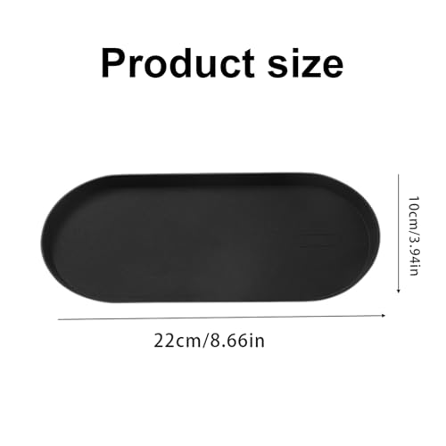 Black Silicone Vanity Tray, 8.66x3.94 Inch Oval Food-Grade Counter Organizer, Dishwasher Safe Scratch-Proof Storage Tray for Jewelry Makeup Bathroom Desk - color: Black