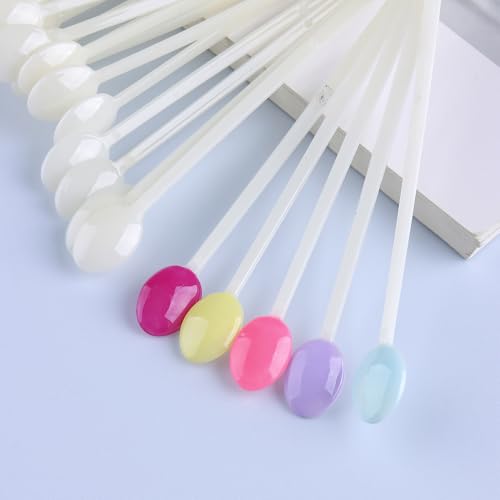 150 Pcs Nail Swatch Sticks with Ring, Natural Beige Spoon Shaped Nail Art Polish Color Display Practice Tips, Acrylic False Nail Sample Sticks Practice Tools for Home or Salon Use - color: Beige Spoon Shaped