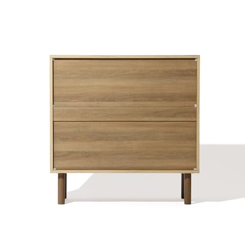LuxenHome 31" Sideboard Buffet Cabinet with Storage, Seagrass Boho Accent Cabinet, Mid Century Modern Small Sideboard Storage Cabinets for Kitchen, Living Room, Entryway