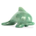 3" Green Aventurine Crystal Dolphin Figurines Jade Dolphins Sea Animal Statue Gemstone Sculpture Collectible Gifts Home Office Garden Decor