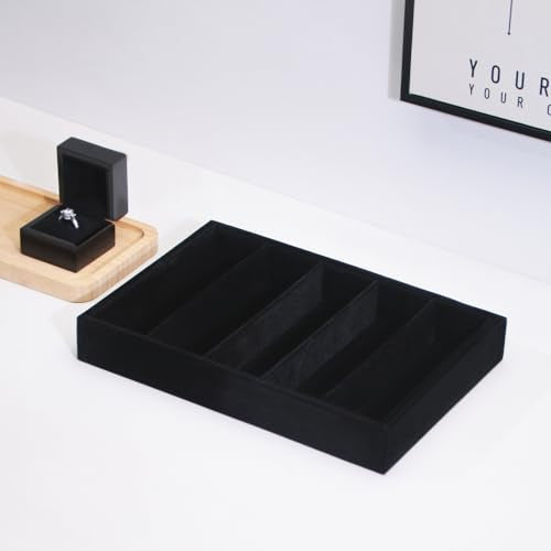 Bedside Organizer Tray, Desktop Storage Tray for Jewelry, Sunglass, Phone, Watch, Perfume,Lipstick, Nightstand Desk-top Catchall, Multi-use Holder for Desk Drawer (Black 5Grid) - color: Black Velvet, size: 5 Grid
