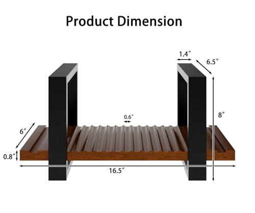 Adjustable Vinyl Record Storage Holder - Solid Wood Base Mid-Century Album Display Stand for 20-57 LPs - Retro Desktop Record Rack & Magazine Organizer - Aesthetic Gift for Audiophiles