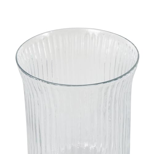 Deco 79 Glass Decorative Candle Holder Ribbed Candle Stand, Candlestick Holder 6" x 6" x 8", Clear - size: 6" x 6" x 8"