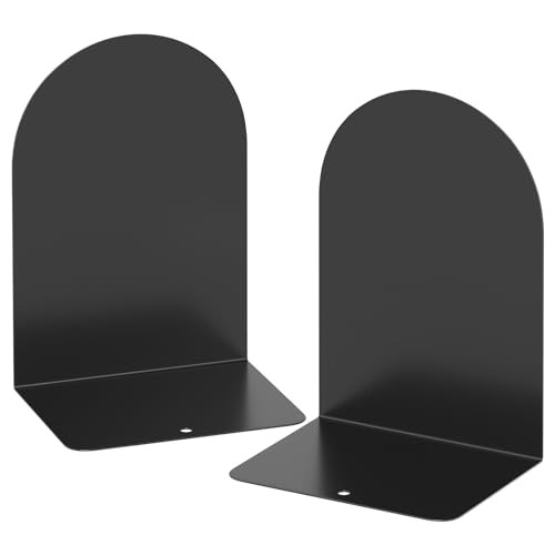 Bookends 1 Pair, Metal Round Bookends for Shelves, Book Ends for Desk, Book End to Hold Books, Book Stopper, Black Bookend for Home Office - style: 1 Pair Bookends