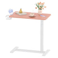 FLEXISPOT H7 Adjustable Overbed Bedside Table with Wheels Pneumatic Mobile Standing Desk Laptop Desk Rolling Computer Cart Movable Overbed Table Hospital Home Use(27.6" W x 15.7" D, Pink) - color: Pink, size: Small