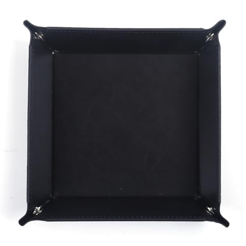 siduater Valet Tray Desktop Storage Organizer – Vegan Leather Catchall Tray Bedside Vanity Tray Nightstand Caddy Holder for Remote Controller, Watch, Keys, Phone, Wallet, Coin, Jewelry, Black - color: Black