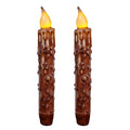 CVHOMEDECO. Real Wax Hand Dipped Battery Operated LED Timer Taper Candles Country Primitive Flameless Lights Décor, 6-3/4 Inch, Coffee, 2 PCS in a Package - color: Coffee 2 Pcs