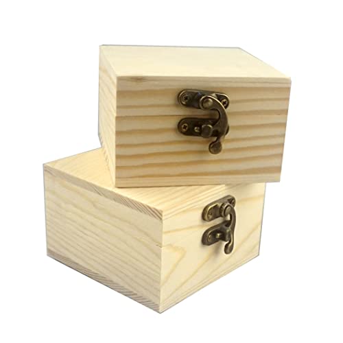 2Pcs/PACK Unfinished Wood Box Gift Wooden Box for your Gift Jewelry Watch (Wooden Box-2PCS/PACK) - color: Wooden Box-2PCS/PACK