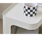 Modern Side Table,Small end Table for Small Spaces,Metal nightstand with Storage Shelf,Space-Saving Bedside Table Accent Table Drink Tables for Living Room,Bedroom.No Assembly Required - color: White Trumpet