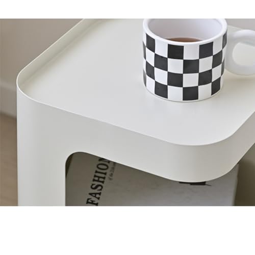 Modern Side Table,Small end Table for Small Spaces,Metal nightstand with Storage Shelf,Space-Saving Bedside Table Accent Table Drink Tables for Living Room,Bedroom.No Assembly Required - color: White Trumpet