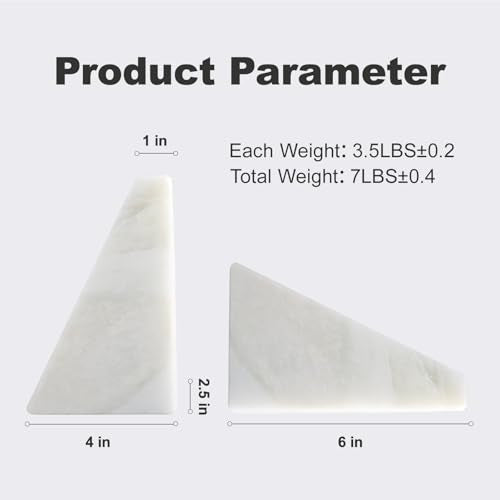 Karibiber Marble Book Ends, Non-Skid Bookends for Shelves, Composite Bookend with Natural Marble, Heavy Duty Book Stopper, Collected CDs and Oversized Books Organizer, Gold & Black Decorative Bookends - color: White&gold& Black