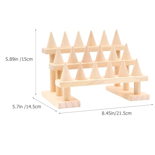 ABOOFAN Wooden Ring Display Stand Cone Shape Organizer for Jewelry Store and Home Use 8.46X5.90X5.70In Space Saving Ring Holder Rack