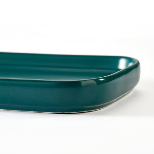 Ceramic Bathroom Tray,Kitchen Sink Organizer Tray,Cosmetics Holder (Blackish Green) - color: Blackish Green
