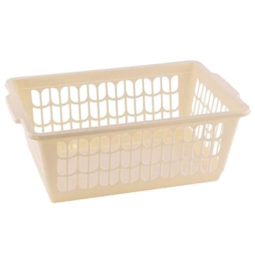 YBM HOME Plastic Perforated Storage Basket Bin Office Drawer, Shelf Desktop Countertop Tray Organizer 32-1188 (1, Beige) - color: Beige, size: Pack of 1